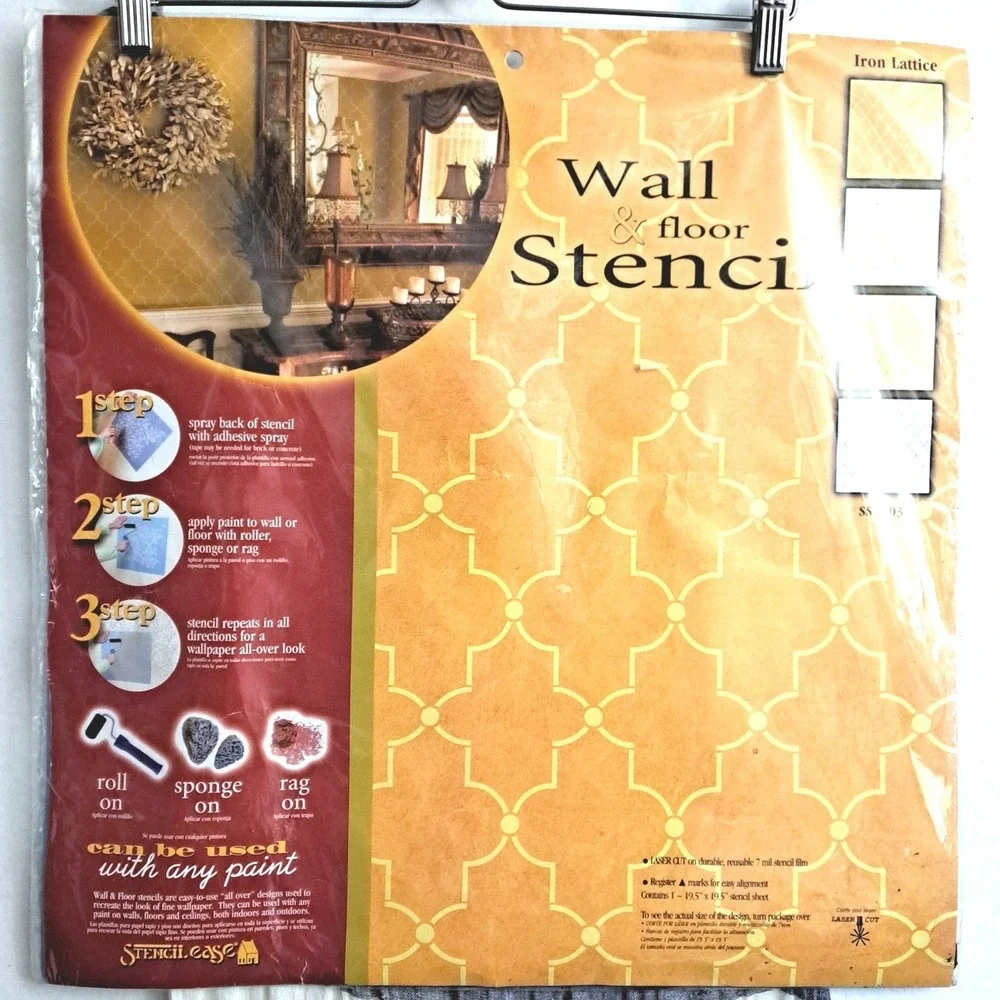 Stencil Ease Iron Lattice Wall‎ Floor Stencil 19.5in Reusable Geometric NEW